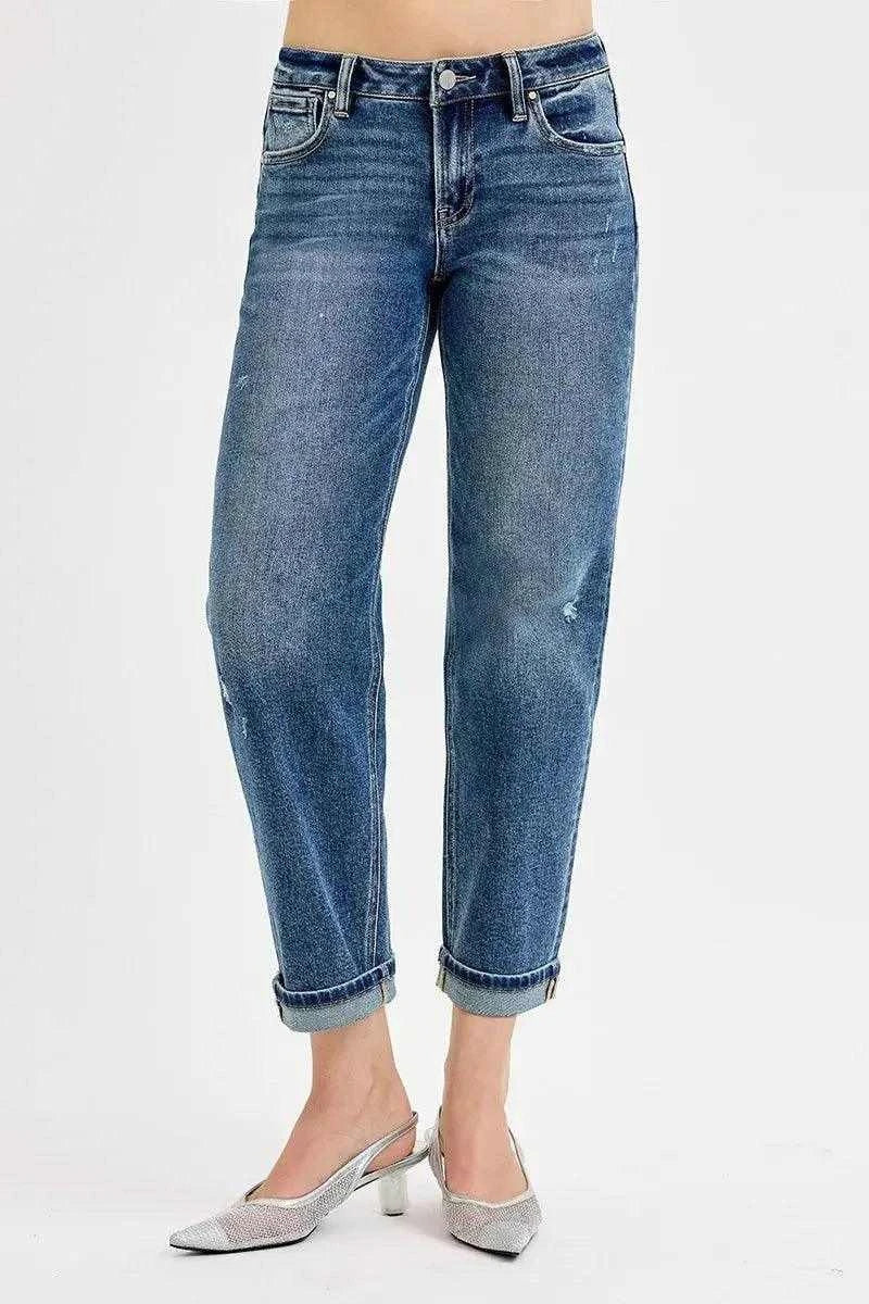 RISEN Full Size Low Rise Crop Boyfriend Jeans Plus Size Luxe Curves Plus Size Fashion