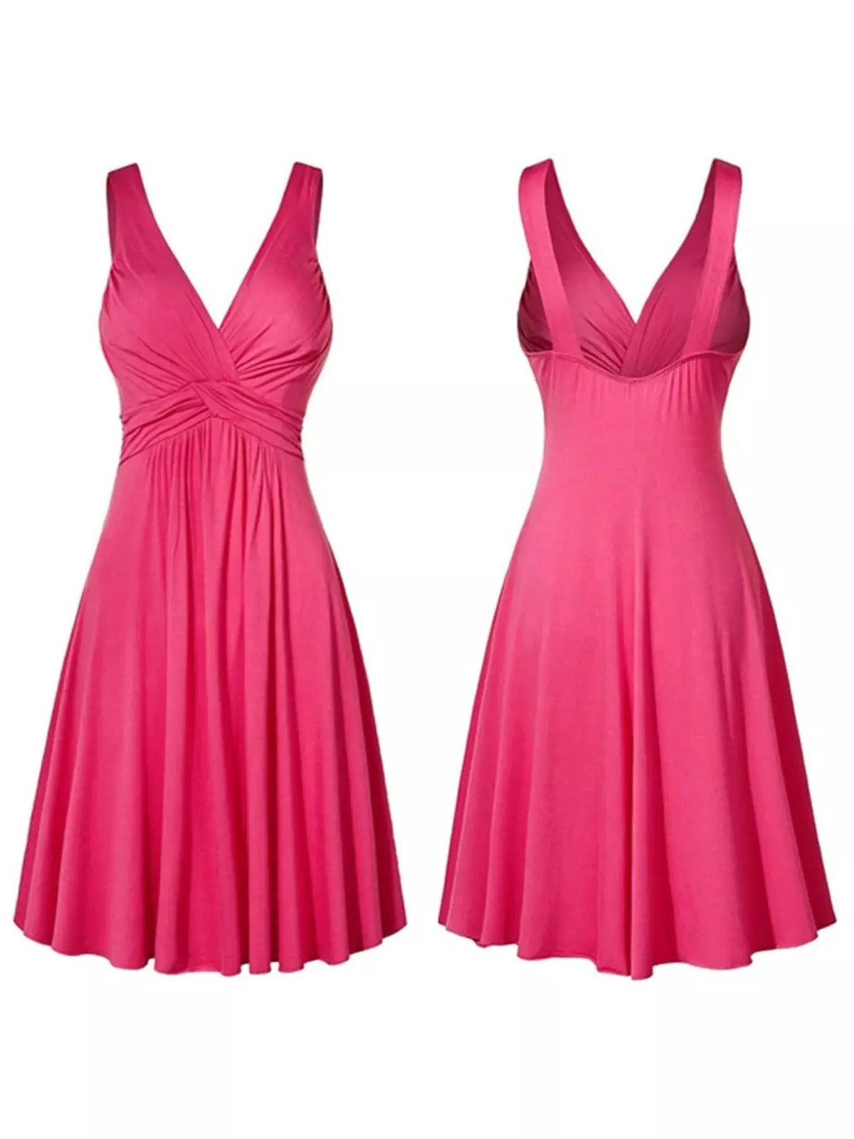 Full Size Twisted Sleeveless Ruched Waist A-Line Dress Plus Size Luxe Curves Plus Size Fashion