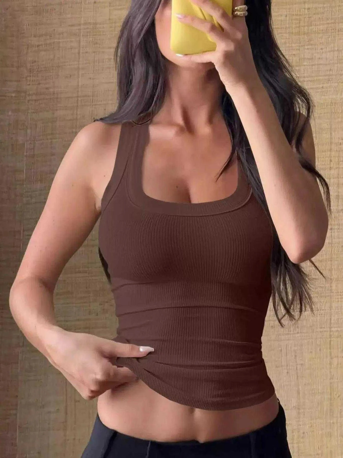 Ribbed Solid Color Tank Luxe Curves Plus Size Fashion