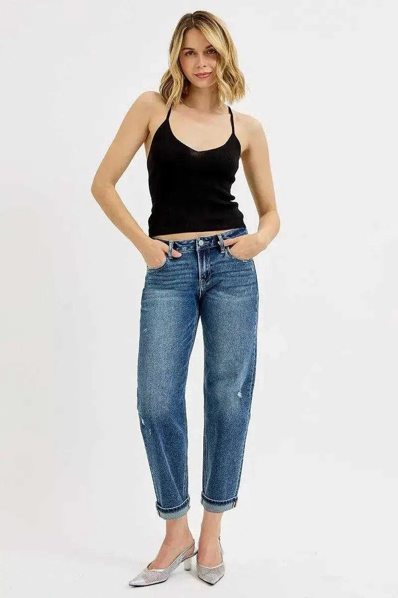 RISEN Full Size Low Rise Crop Boyfriend Jeans Plus Size Luxe Curves Plus Size Fashion