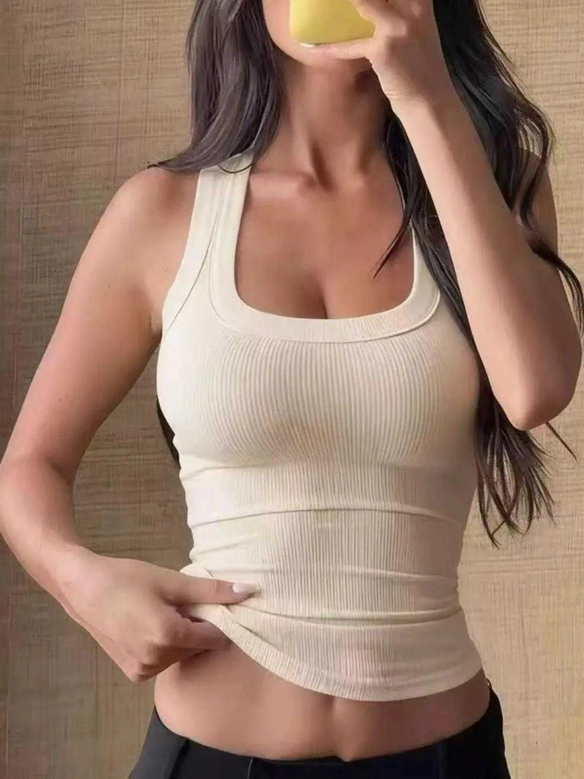 Ribbed Solid Color Tank Luxe Curves Plus Size Fashion