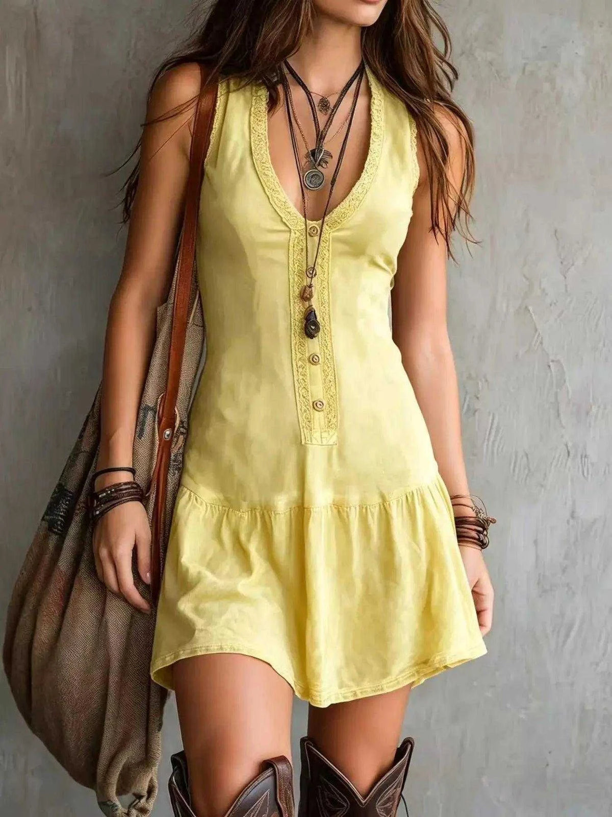 Full Size Sleeveless V-Neck Mini Dress Plus Size Luxe Curves Plus Size Fashion