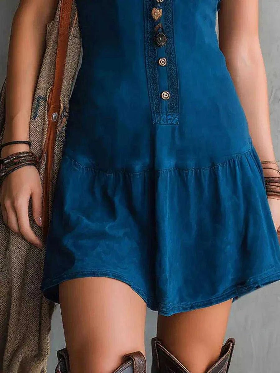 Full Size Sleeveless V-Neck Mini Dress Plus Size Luxe Curves Plus Size Fashion