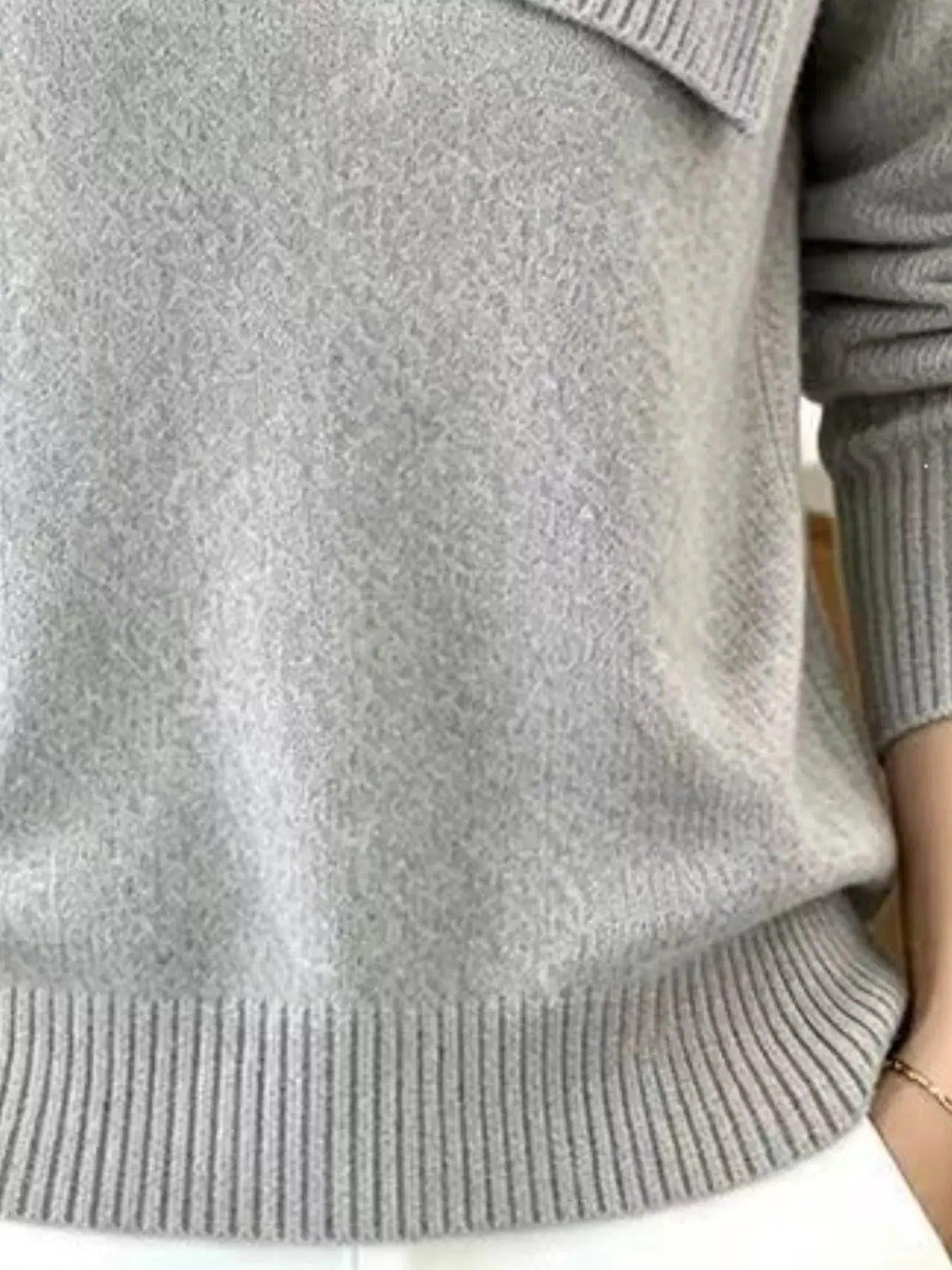 Full Size Asymmetric Ribbed Collar Sweater Plus Size Luxe Curves Plus Size Fashion