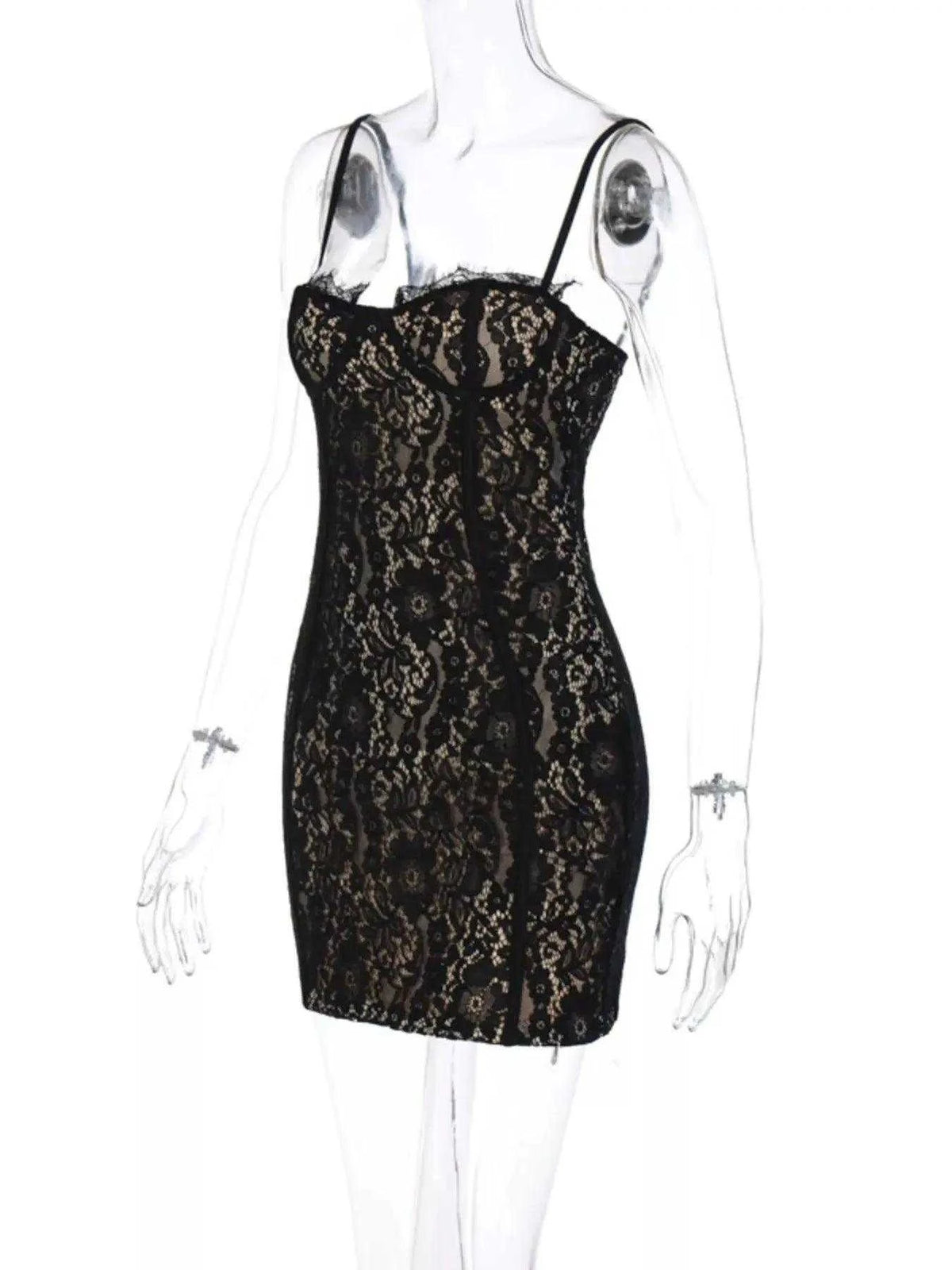Lace Spaghetti Strap Mini Dress Luxe Curves Plus Size Fashion