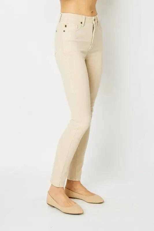 Judy Blue Full Size Garment Dyed Tummy Control Skinny Jeans Luxe Curves Plus Size Fashion