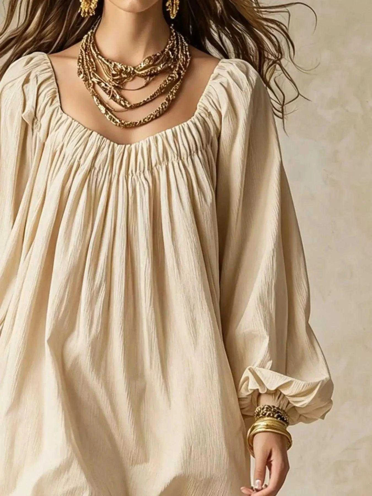 Flowy Balloon Sleeve Mini Dress Luxe Curves Plus Size Fashion