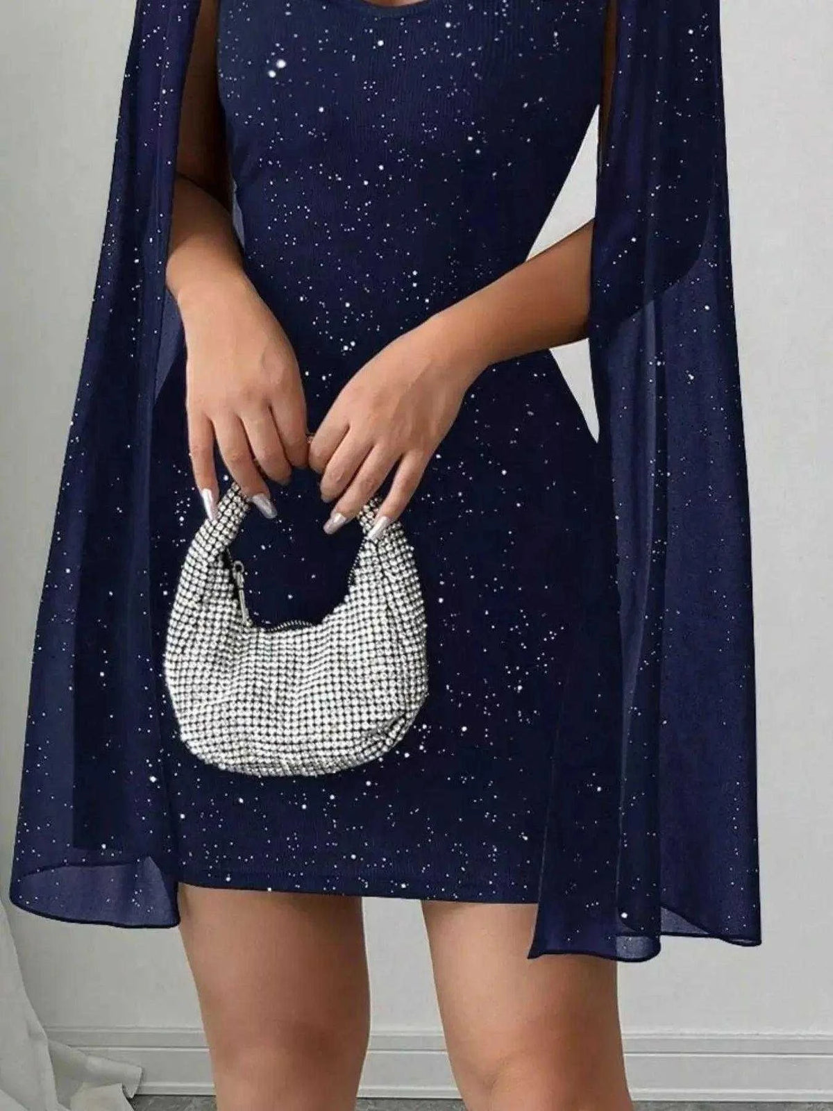 Cutout Bodycon Mini Dress with Cape Sleeves Luxe Curves Plus Size Fashion