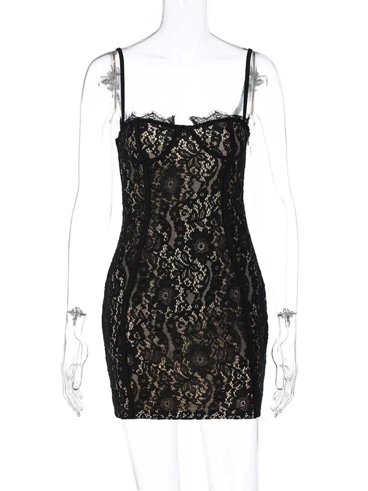 Lace Spaghetti Strap Mini Dress Luxe Curves Plus Size Fashion