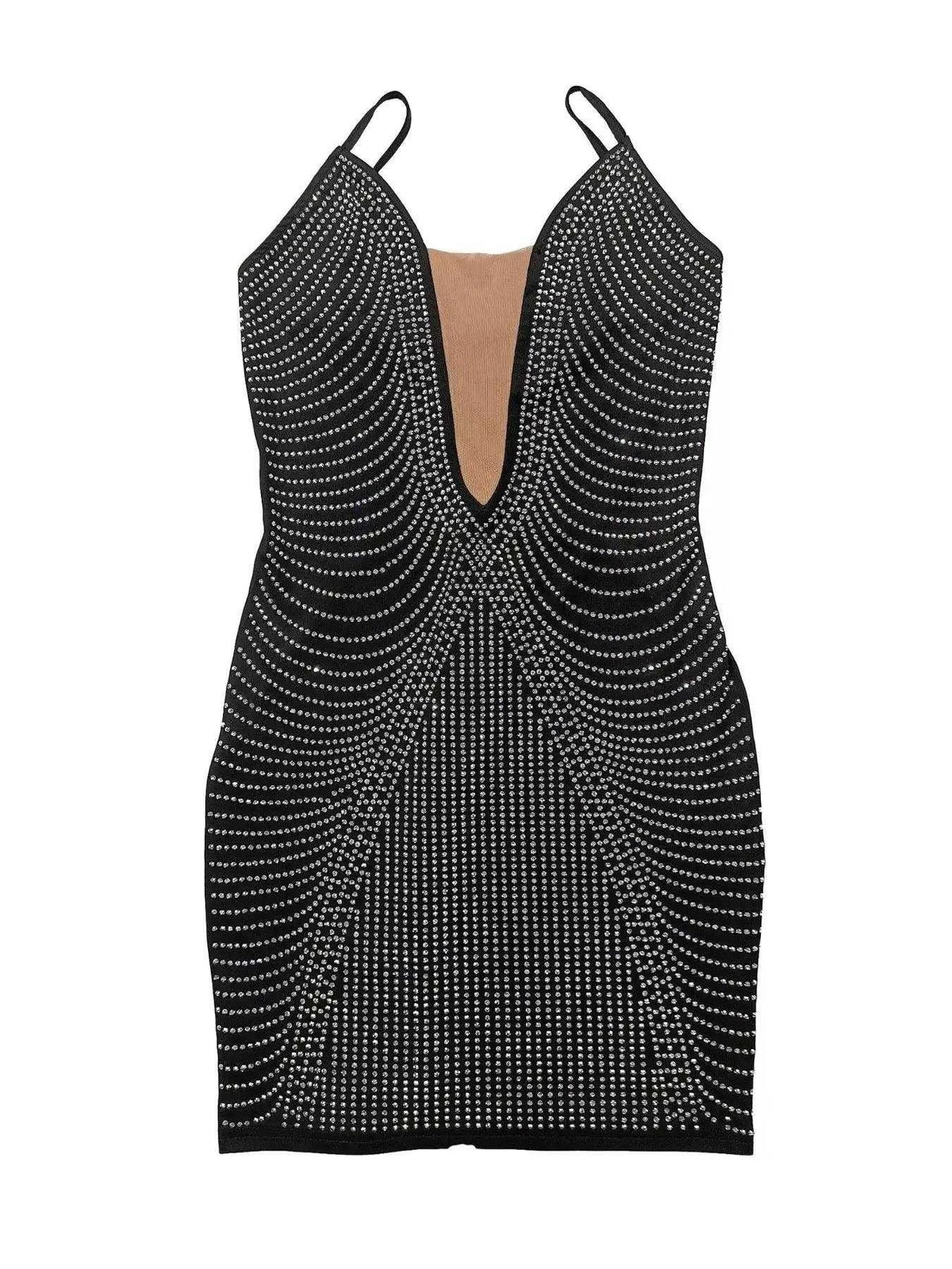 Rhinestone Spaghetti Strap Mini Dress Luxe Curves Plus Size Fashion