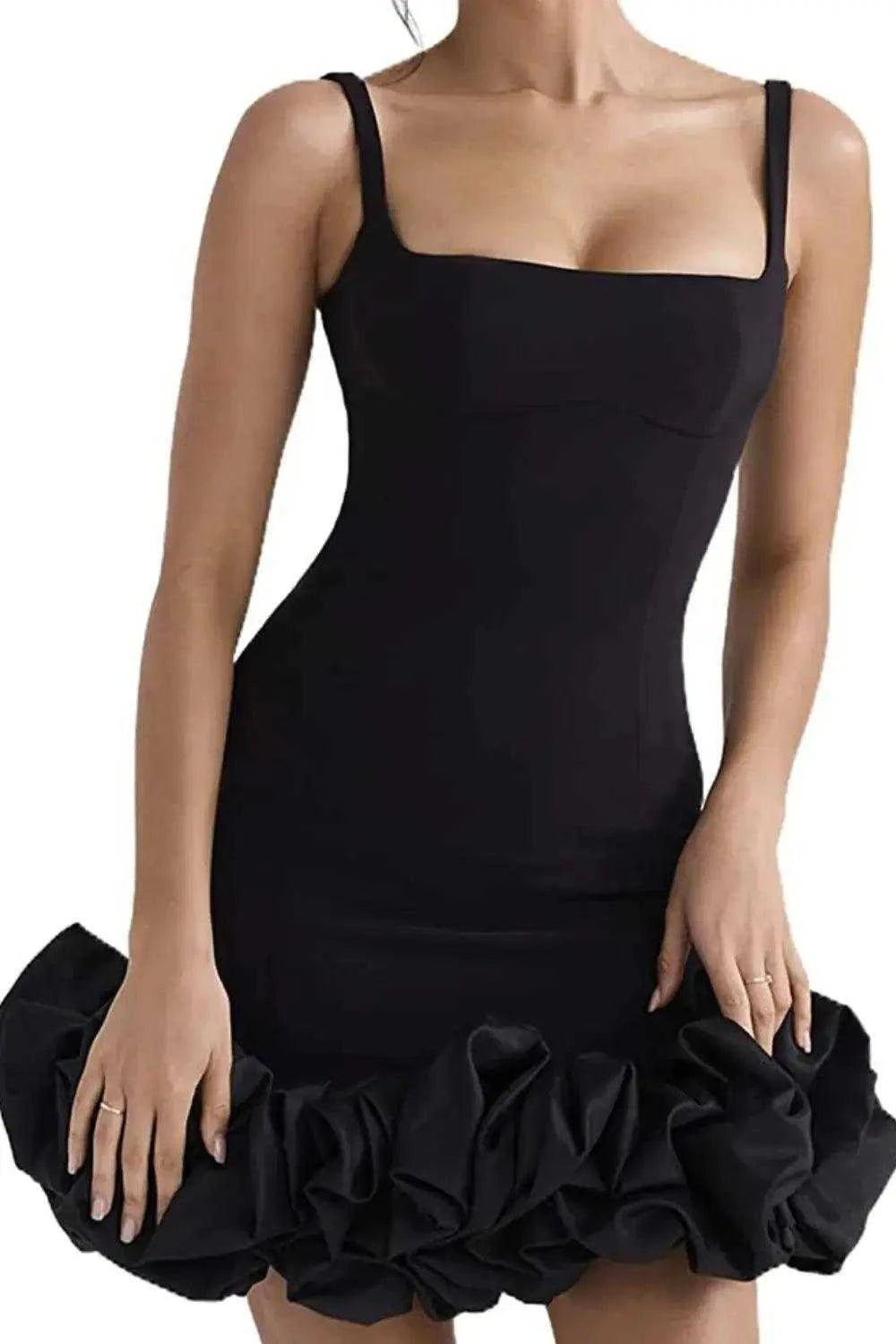 Ruched Square Neck Sleeve Mini Dress Luxe Curves Plus Size Fashion
