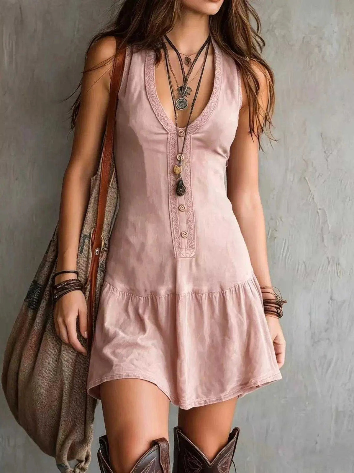 Full Size Sleeveless V-Neck Mini Dress Plus Size Luxe Curves Plus Size Fashion