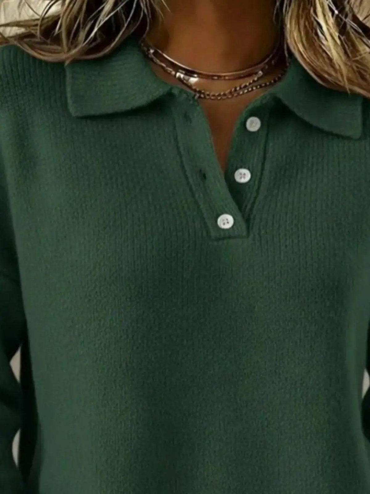 Full Size Button Detail Dropped Shoulder Sweater Plus Size Luxe Curves Plus Size Fashion