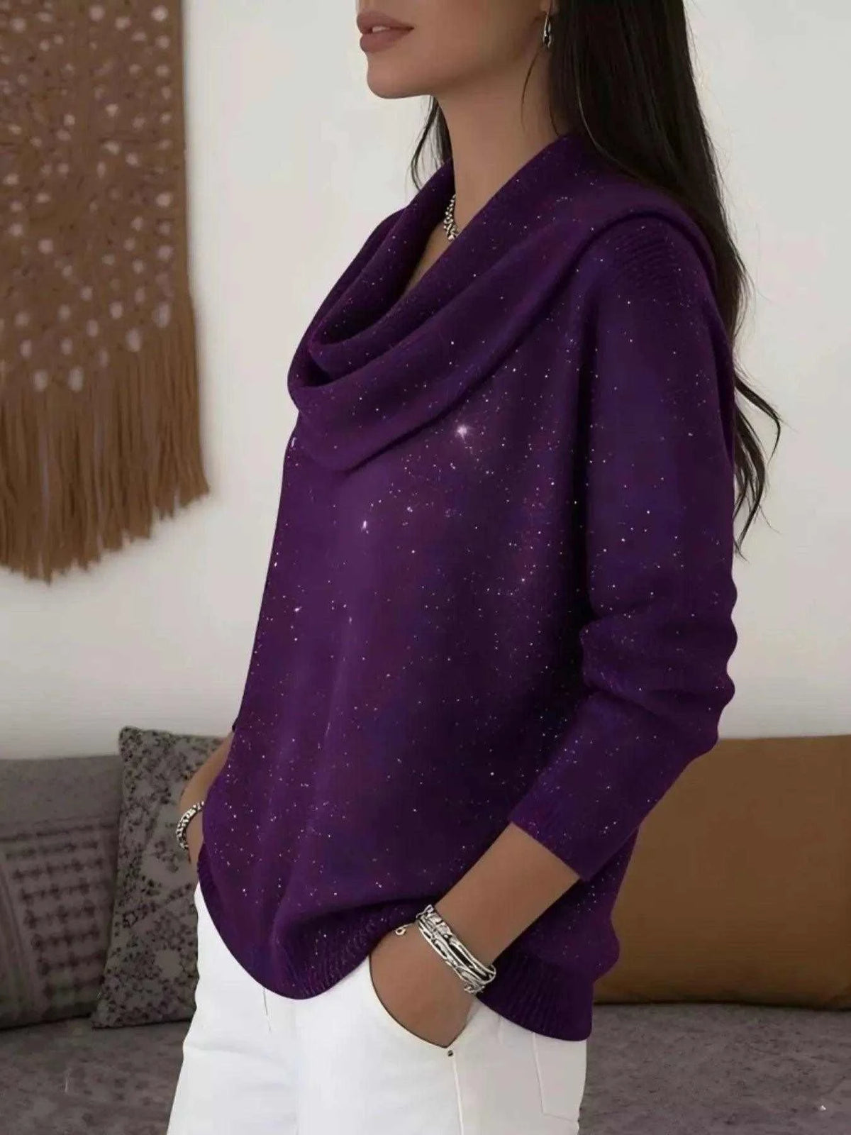 Full Size Solid Color Cowl Neck Sweater Plus Size Luxe Curves Plus Size Fashion