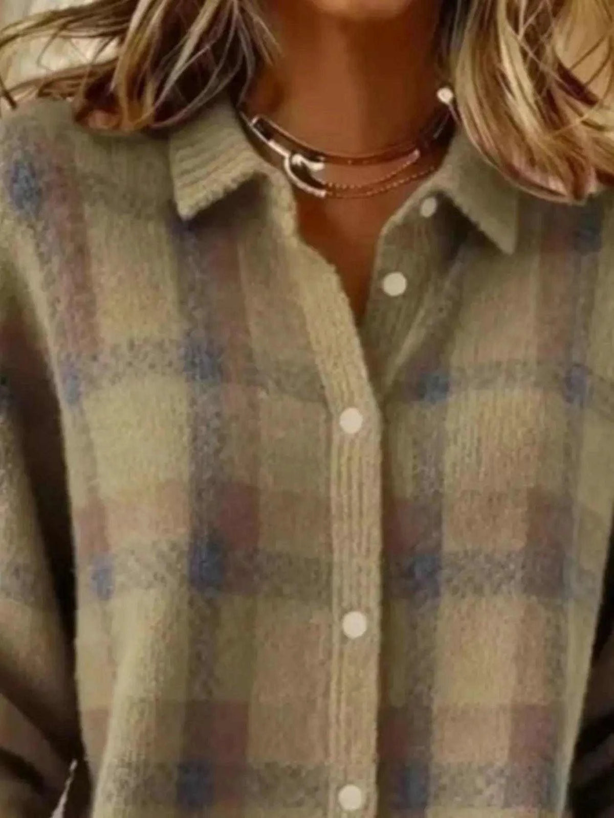 Full Size Plaid Button-Down Knit Cardigan Plus Size Luxe Curves Plus Size Fashion