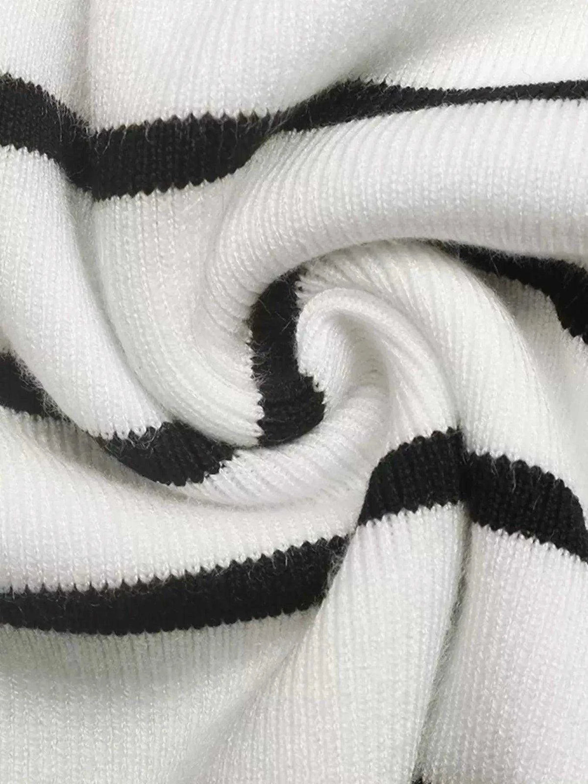 Striped V-Neck Long Sleeve Sweater Luxe Curves Plus Size Fashion