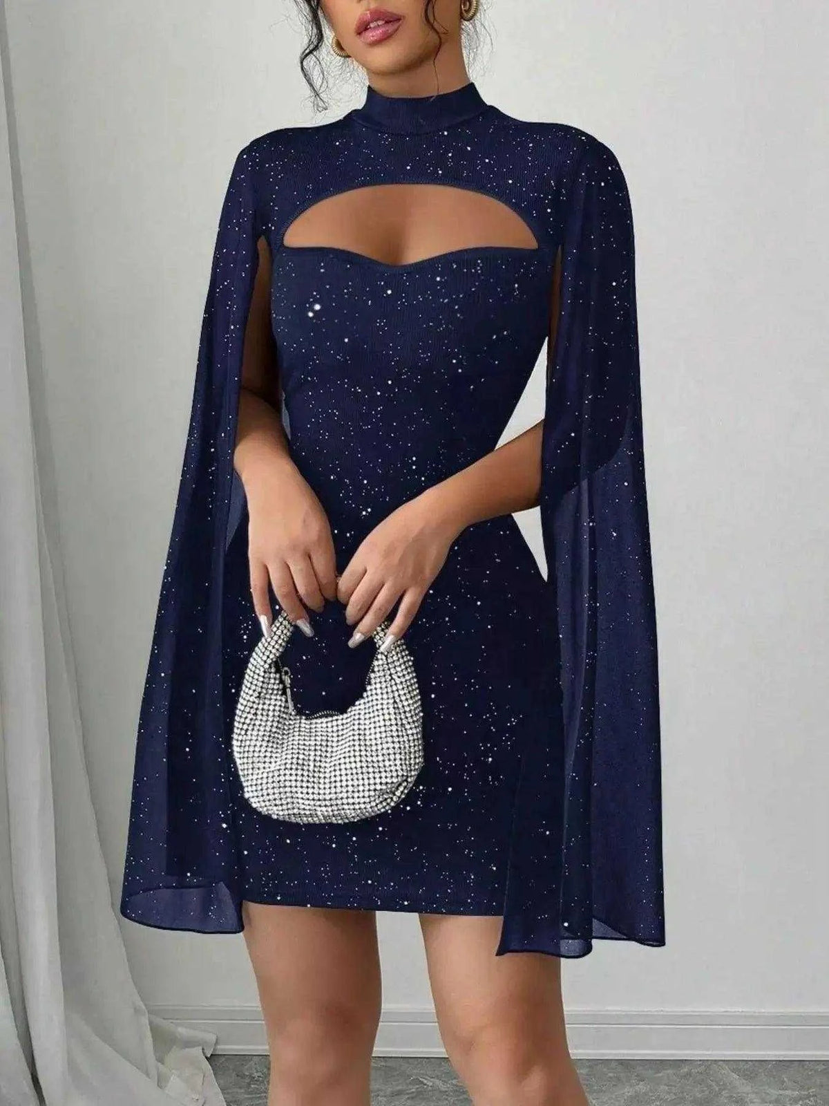 Cutout Bodycon Mini Dress with Cape Sleeves Luxe Curves Plus Size Fashion