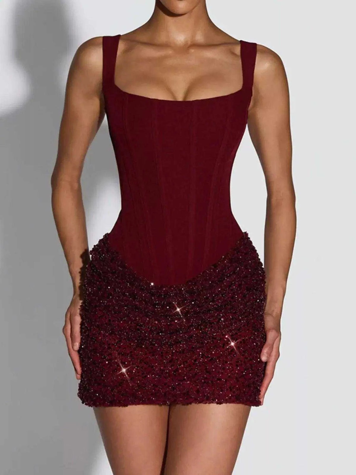 Sequin Wide Strap Mini Dress Luxe Curves Plus Size Fashion