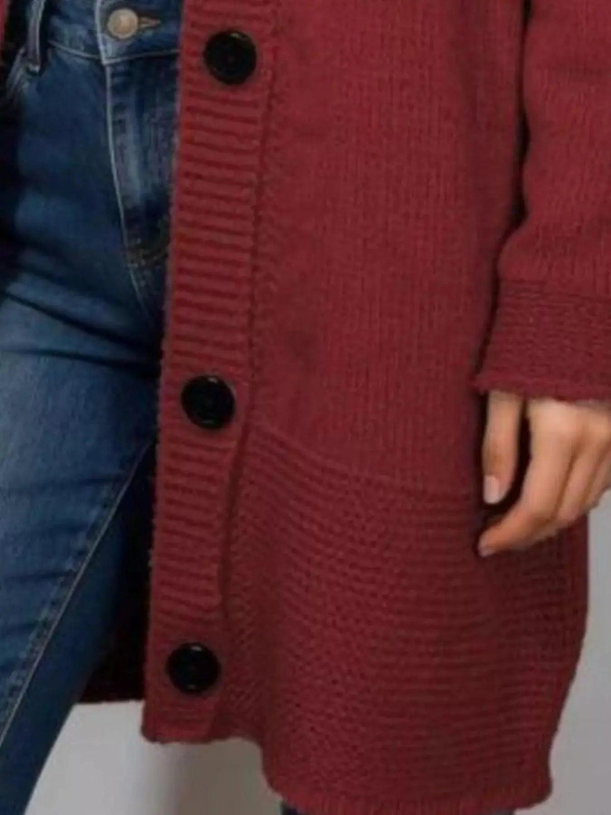 Full Size Casual Hooded Button-Down Knit Cardigan Plus Size Luxe Curves Plus Size Fashion
