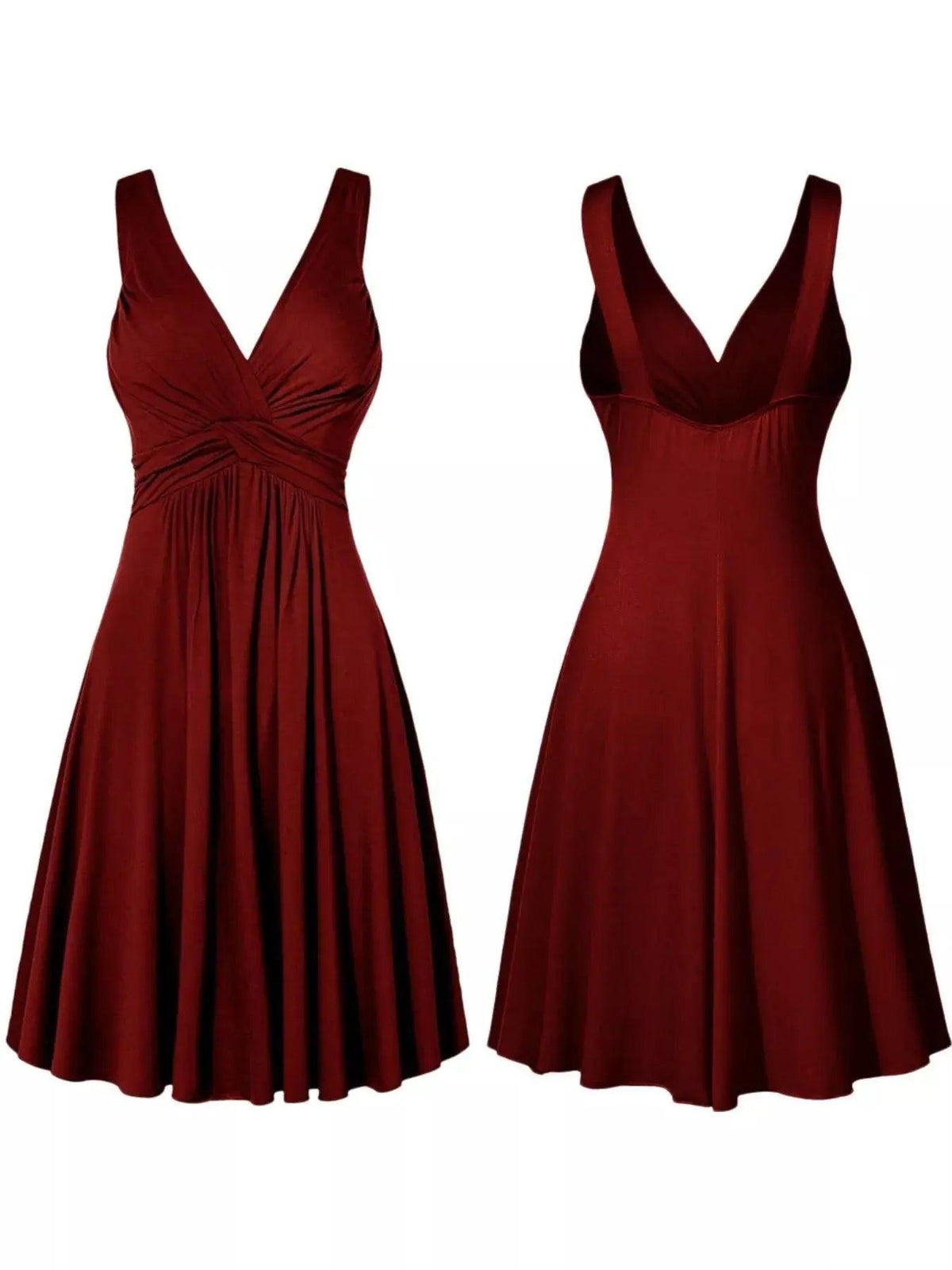 Full Size Twisted Sleeveless Ruched Waist A-Line Dress Plus Size Luxe Curves Plus Size Fashion