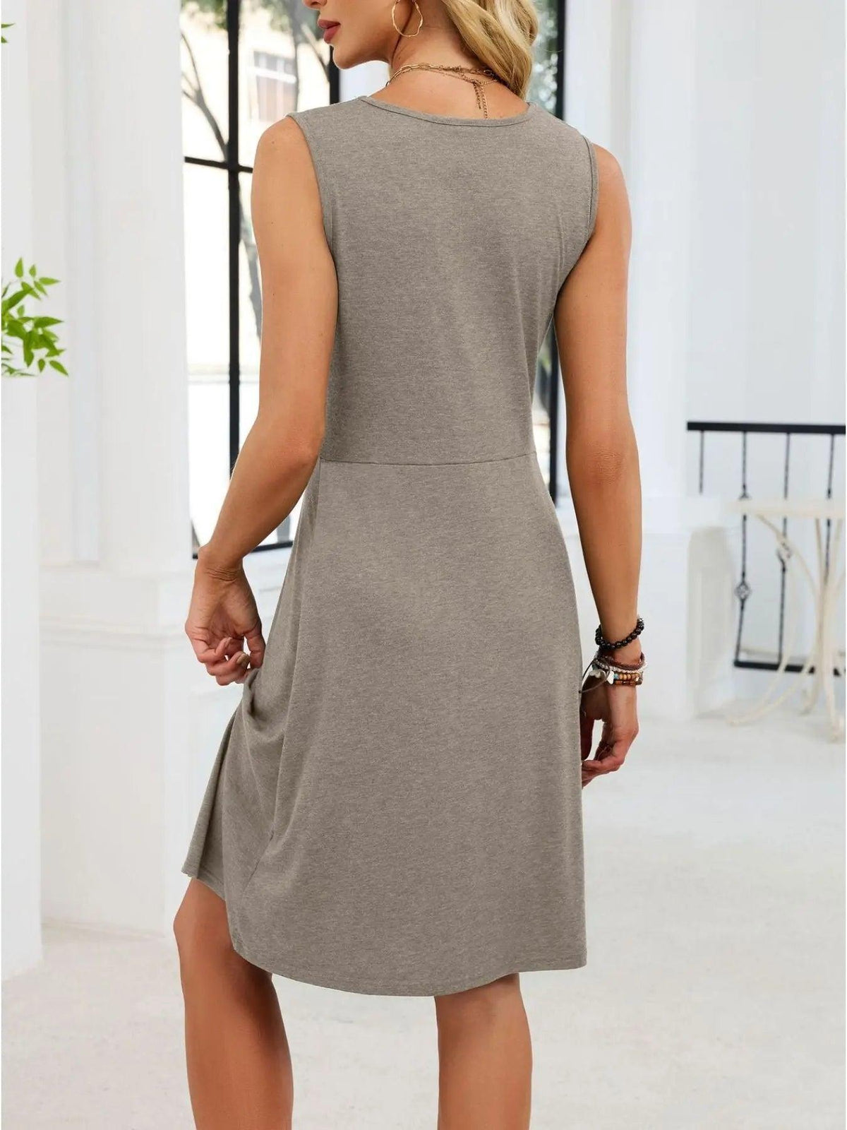 Sleeveless Twist Knot Front Casual Dress Luxe Curves Plus Size Fashion