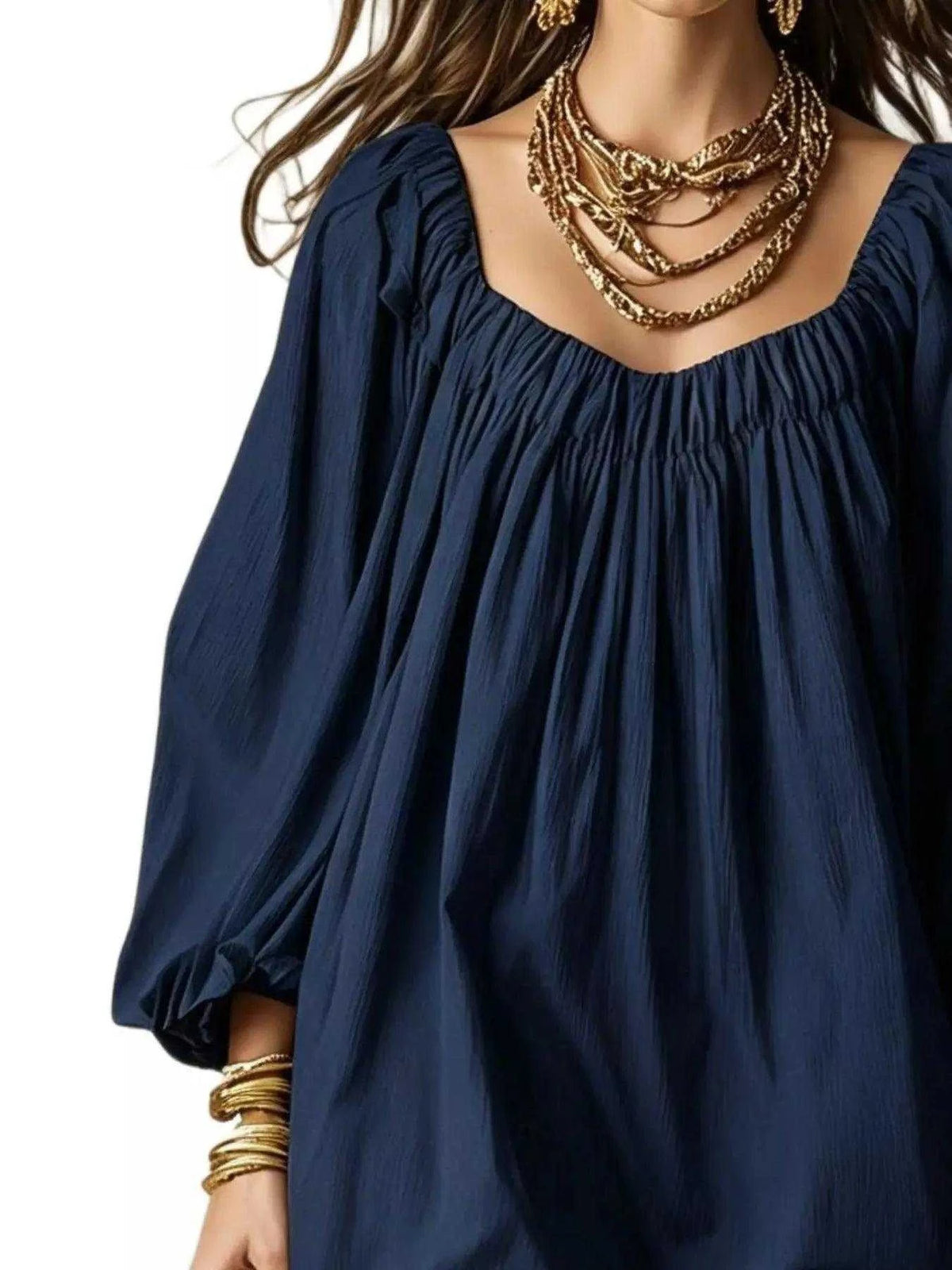Flowy Balloon Sleeve Mini Dress Luxe Curves Plus Size Fashion