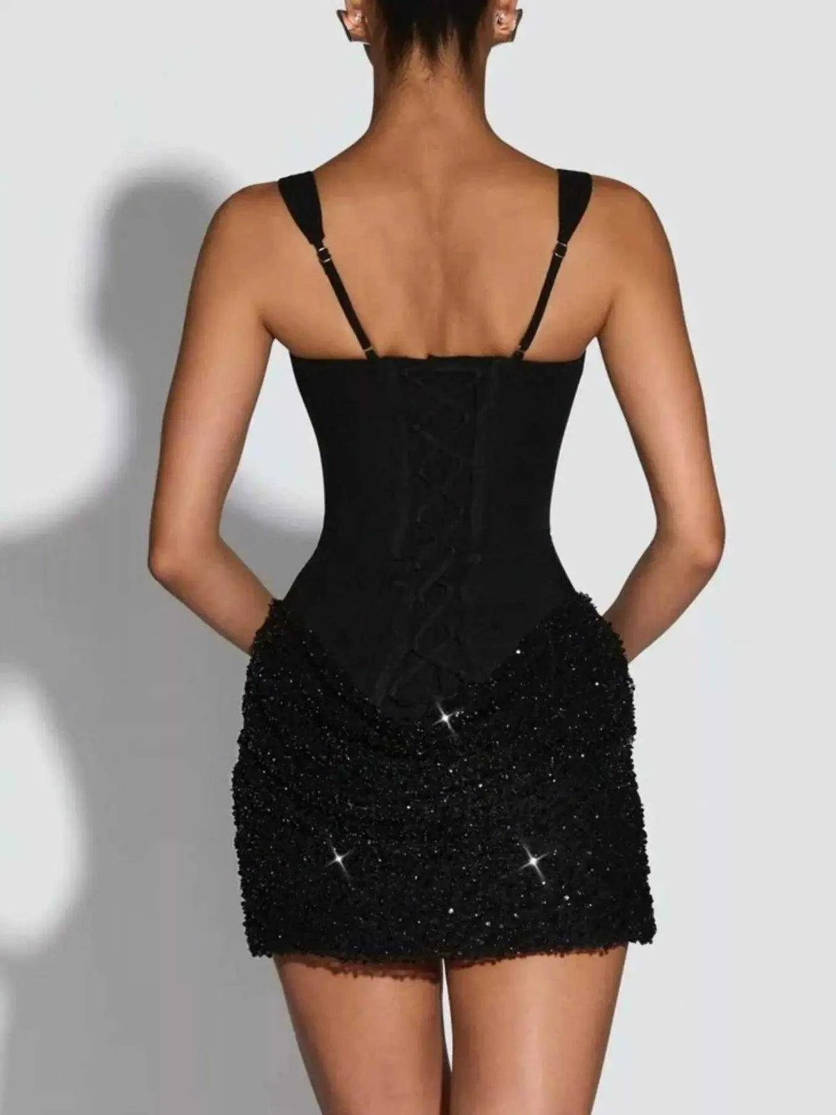 Sequin Wide Strap Mini Dress Luxe Curves Plus Size Fashion