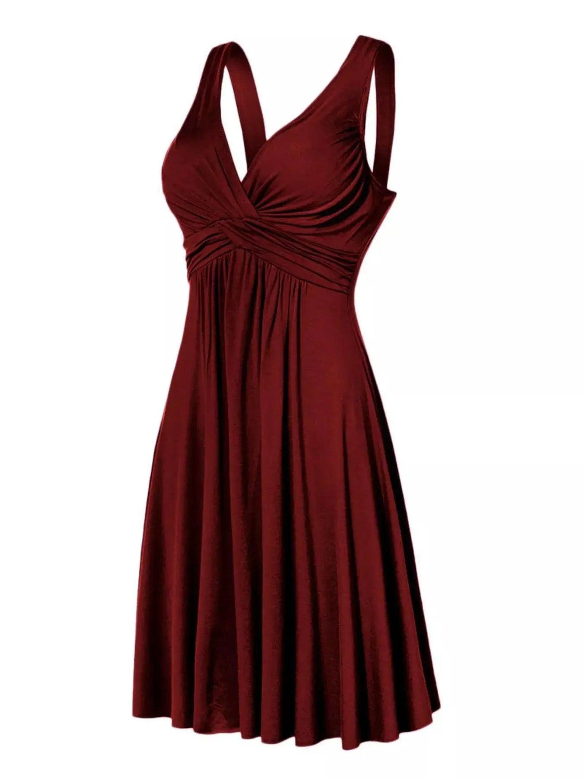 Full Size Twisted Sleeveless Ruched Waist A-Line Dress Plus Size Luxe Curves Plus Size Fashion