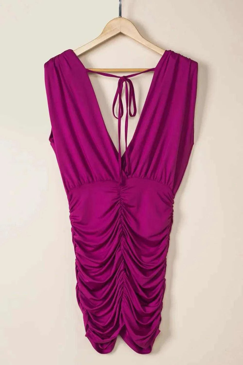 Ruched Surplice Sleeveless Wrap Dress Luxe Curves Plus Size Fashion