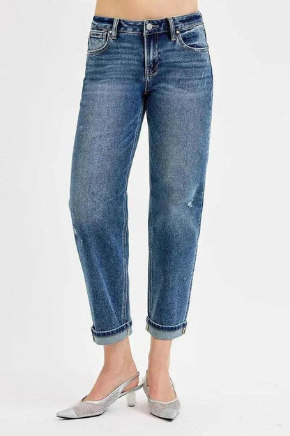 RISEN Full Size Low Rise Crop Boyfriend Jeans Plus Size Luxe Curves Plus Size Fashion