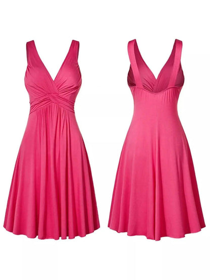 Full Size Twisted Sleeveless Ruched Waist A-Line Dress Plus Size Luxe Curves Plus Size Fashion