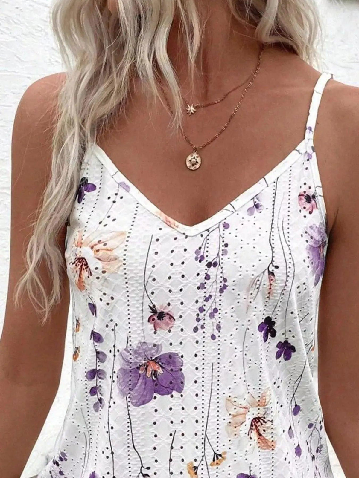 Floral Print V-Neck Casual Cami Luxe Curves Plus Size Fashion