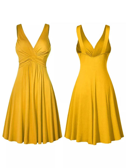 Full Size Twisted Sleeveless Ruched Waist A-Line Dress Plus Size Luxe Curves Plus Size Fashion