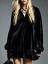 Full Size Velvet Ruffled Hem Long Sleeve Dress Plus Size Luxe Curves Plus Size Fashion