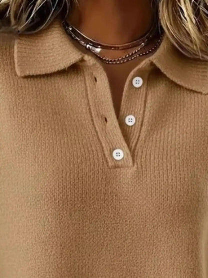 Full Size Button Detail Dropped Shoulder Sweater Plus Size Luxe Curves Plus Size Fashion