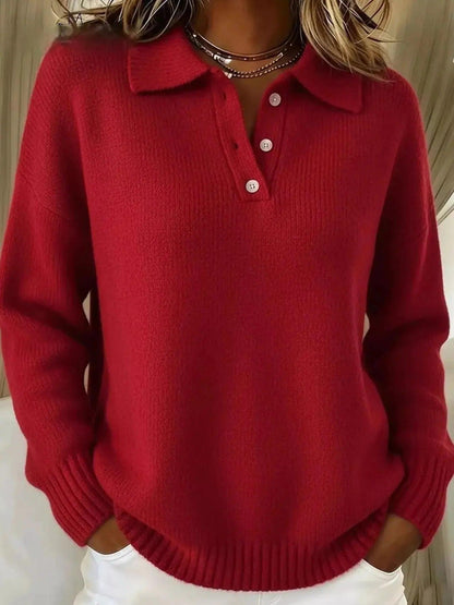 Full Size Button Detail Dropped Shoulder Sweater Plus Size Luxe Curves Plus Size Fashion