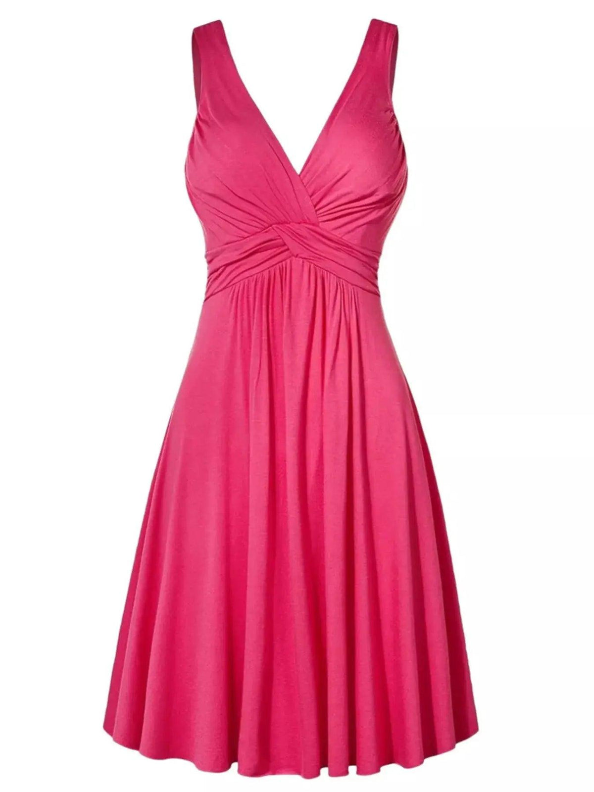 Full Size Twisted Sleeveless Ruched Waist A-Line Dress Plus Size Luxe Curves Plus Size Fashion