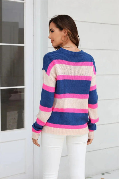 Angel Wings Color Block Round Neck Dropped Shoulder Sweater Luxe Curves Plus Size Fashion