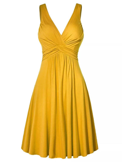Full Size Twisted Sleeveless Ruched Waist A-Line Dress Plus Size Luxe Curves Plus Size Fashion
