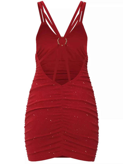 Glitter Ruched Bodycon Mini Dress Luxe Curves Plus Size Fashion
