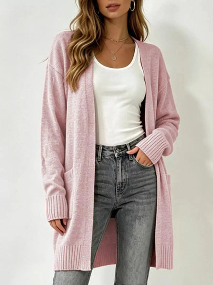 Full Size Open-Front Longline Knit Cardigan Plus Size Luxe Curves Plus Size Fashion