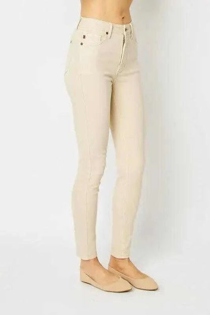 Judy Blue Full Size Garment Dyed Tummy Control Skinny Jeans Luxe Curves Plus Size Fashion