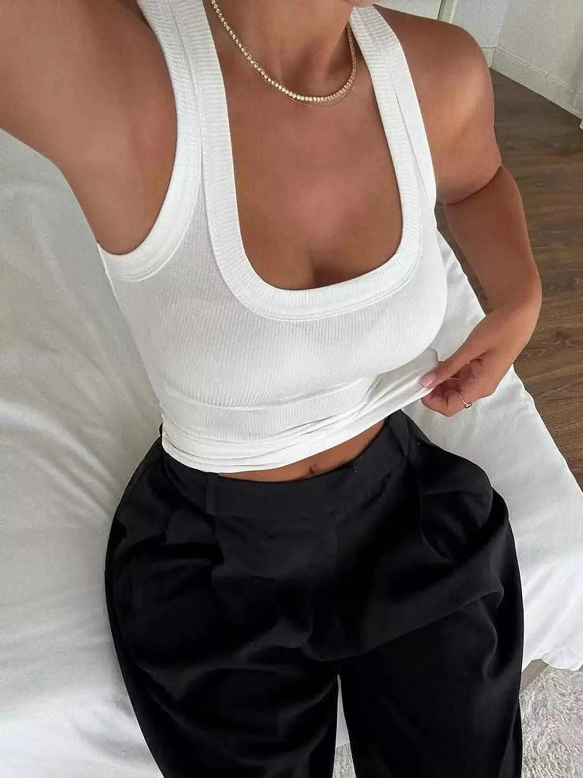 Ribbed Solid Color Tank Luxe Curves Plus Size Fashion