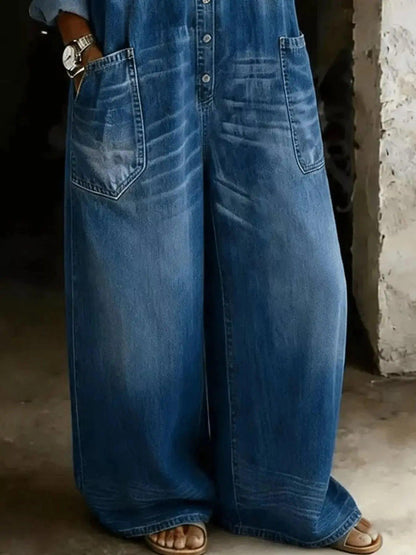Full Size Cold Shoulder Button Front Denim Jumpsuit Plus Size Luxe Curves Plus Size Fashion