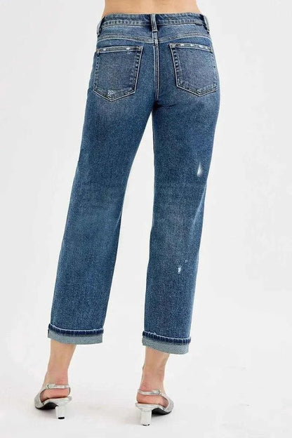 RISEN Full Size Low Rise Crop Boyfriend Jeans Plus Size Luxe Curves Plus Size Fashion