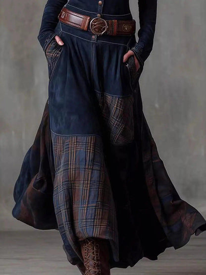 Full Size Button Front Plaid Patchwork Maxi Dress Plus Size Luxe Curves Plus Size Fashion
