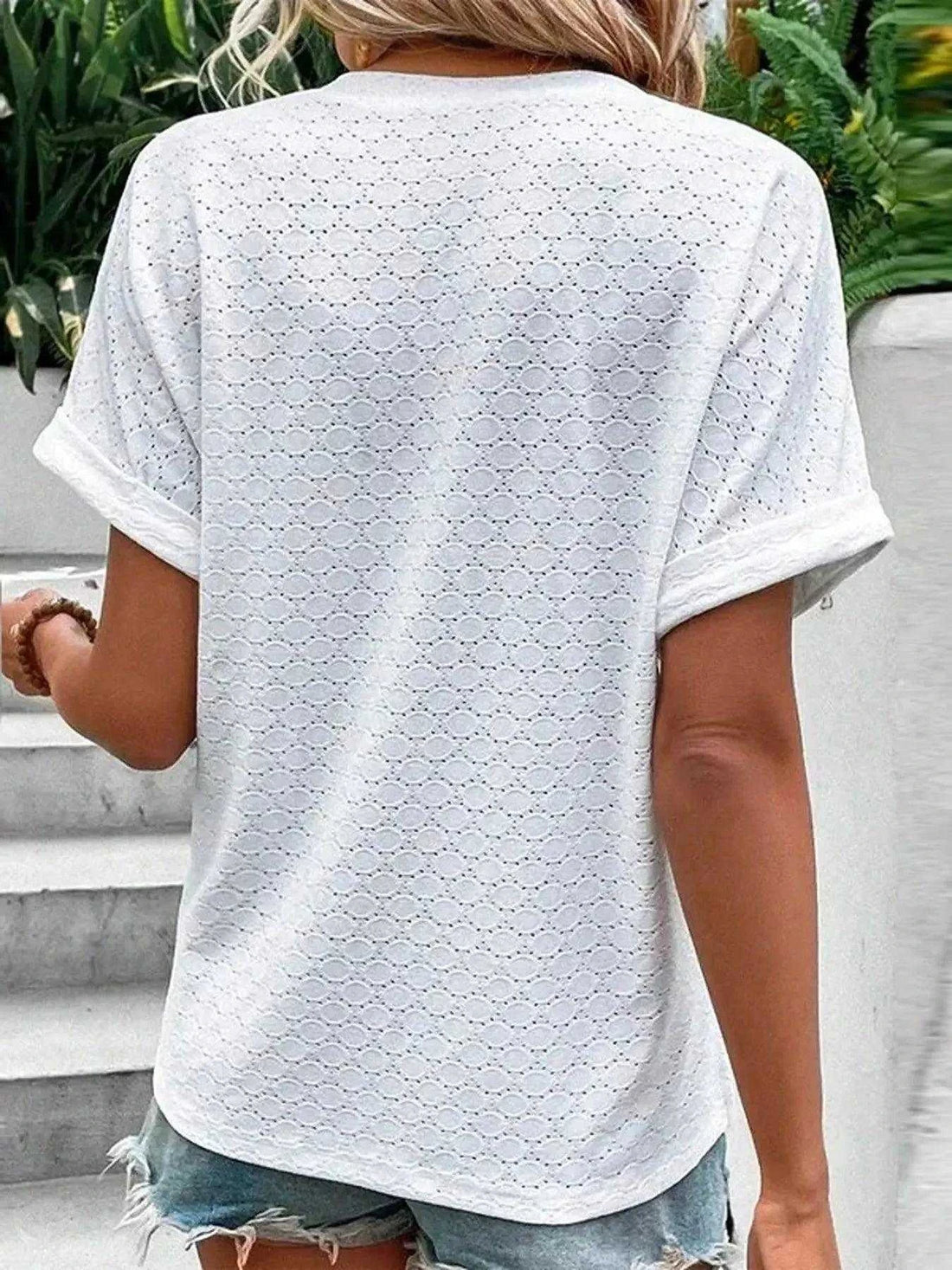 Notched Short Sleeve Top Luxe Curves Plus Size Fashion