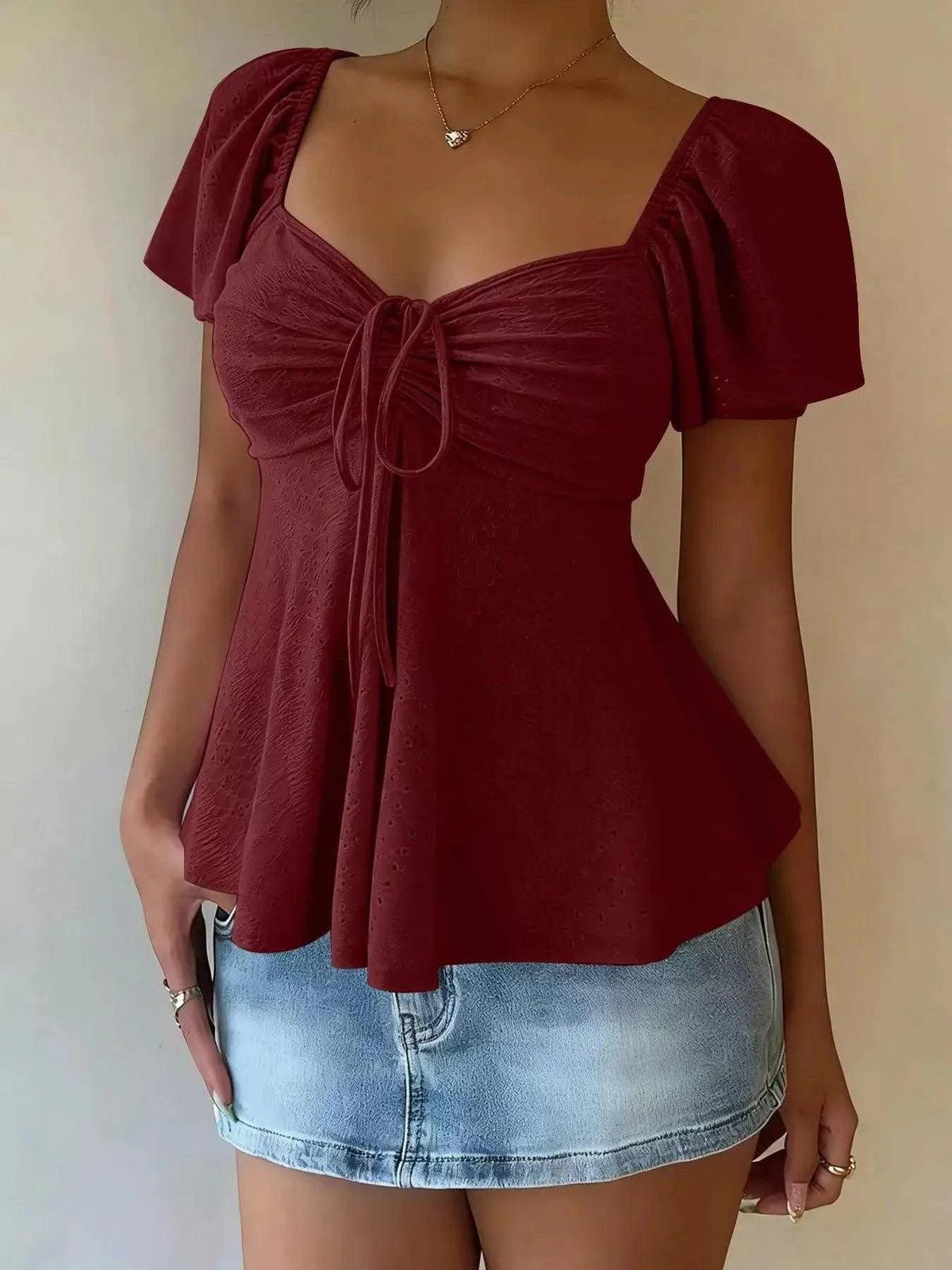 Sweetheart Neck Flutter Sleeve Top Luxe Curves Plus Size Fashion