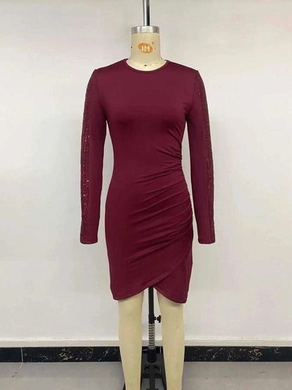 Long-Sleeve Sequin-Trimmed Bodycon Dress Luxe Curves Plus Size Fashion