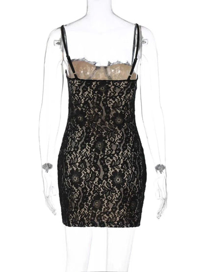 Lace Spaghetti Strap Mini Dress Luxe Curves Plus Size Fashion